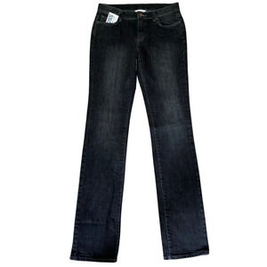 GARNET HILL Black Straight Leg Jeans 2 Long Tall Denim NWT 33 Inseam